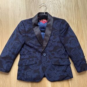 ELIE BALLEH made in Italy boy 2/3T velvet and silk blue black Blazer